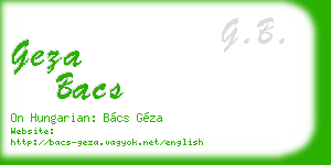 geza bacs business card